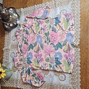 Soft Surroundings Pink Floral Essential Supima Top with 3/4 Sleeves